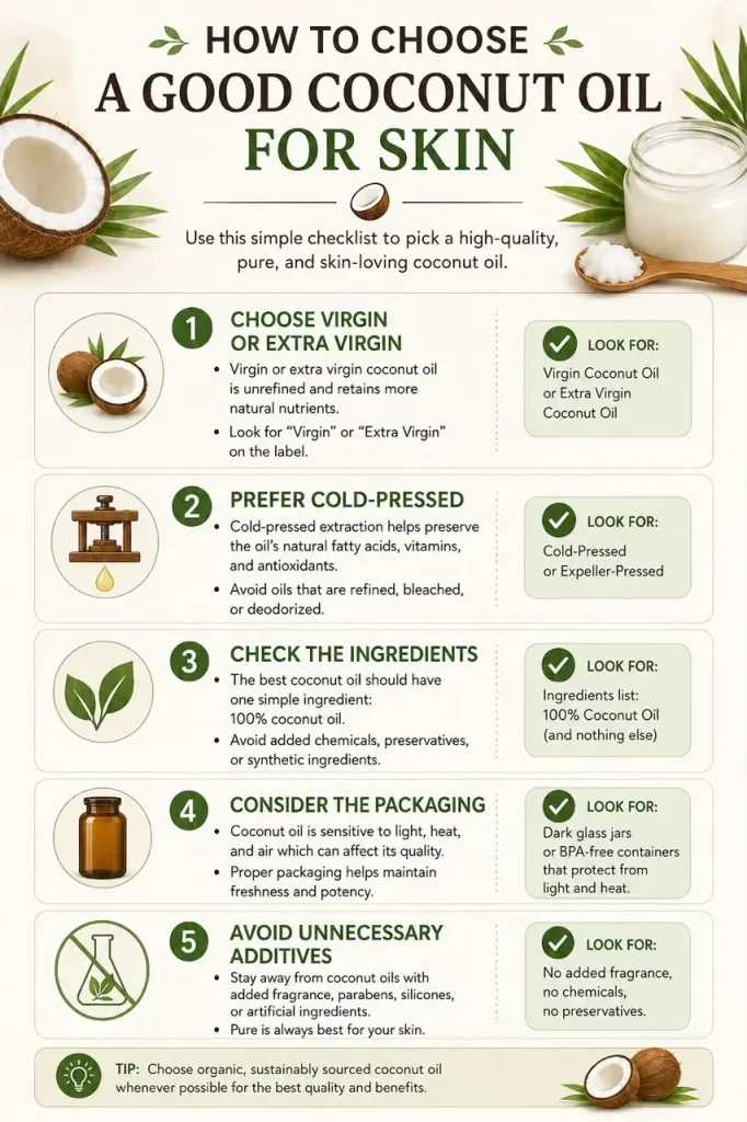 How to choose a good coconut oil — checklist visual