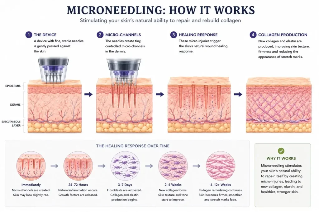 Microneedling process illustration
