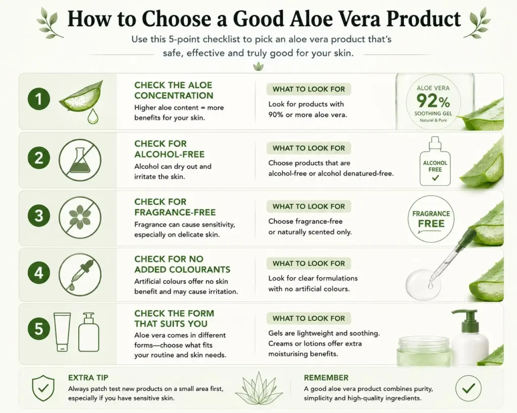 How to choose a good aloe vera product — checklist visual